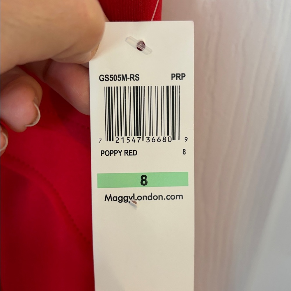 MAGGY LONDON SLEEVELESS BRIGHT RED DRESS SCOOPNECK BACK EXPOSED GOLD ZIPPER SZ 8 - Picture 10 of 11